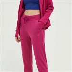 4F pantaloni de trening culoarea violet, neted, 4F