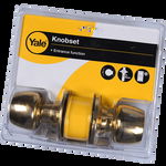 Maner Yale Knobset cu cheie pentru usa intrare, alama lacuita, 3 chei, Yale