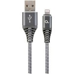 Cablu alimentare si date Gembird, USB 2.0 (T) la tip Lightning (T), 1m, gri / alb, CC-USB2B-AMLM-1M-WB2