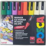 Marker UNI PC-5M 1. 8-2. 5 mm, set 16 culori, Posca (M1485), 