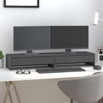 vidaXL Suport pentru monitor, gri, 100x27x15 cm, lemn masiv pin
