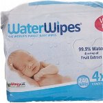 Servetele umede pentru bebelusi fara parfum, +0 luni, 4x60 bucati, WaterWipes
