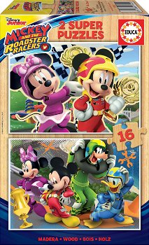 Educa Puzzle 2x26 Mickey Mouse și călugări pasionați (lemn), Educa