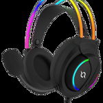 Casti over-ear AQIRYS Cygnus, sistem de sunet 7.1 Virtual Surround, cu fir, cu microfon flexibil, interfata USB 2.0