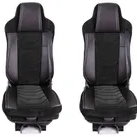 Set huse scaune camion compatibile MAN TGX EURO 6 2007-> piele ecologica cu catifea, negru cu negru, Deluxe