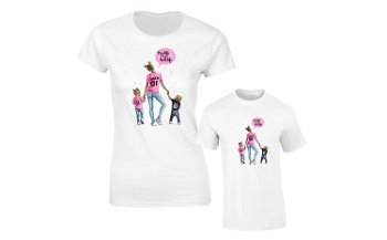 Set de tricouri pentru mama ?i copil Mom Life Pink SA635, Zoom Fashion