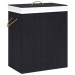 Cos de rufe din bambus cu 2 sectiuni vidaXL, negru, 100 L, 52 x 32 x 62.5 cm