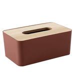 Cutie decorativa pentru servetele Pufo, cu capac din lemn, 21 x 13 cm, roz/maro, Pufo