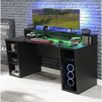 Birou Kring Gaming, 160x91x72 cm, culoare negru, include LED