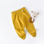 Pantaloni cu botosei - bumbac organic galben (marime: 0-3 luni), BabyJem