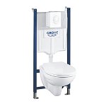 Set rezervor WC Grohe Solido 4 in 1 si clapeta alba Skate Air plus vas WC cu capac softclose, Grohe