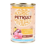 PETKULT Grain Free Junior, Pui, conservă hrană umedă fără cereale câini junior, 800g, Petkult