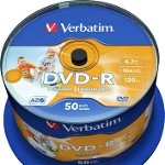 Set 50 DVD-uri Printabile DVD-R Verbatim, 4.7 GB, 16x, Verbatim
