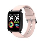 Ceas smartwatch techstar® r16, 1.3 inch ips, bluetooth 4.0 + edr, monitorizare tensiune, puls, oxigen sange, pasi, traseu, roz