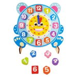 Ceas din lemn pentru copii, Puzzle Sunflower Clock cu forme geometrice, WD9558-B RCO®, Rco