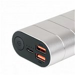 Baterie externa Verbatim 10000 mAh, 2x USB, 1x USB-C, 3A, Metal Lines Grey, tehnologia Qualcomm Quick Charge 3.0