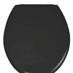 Capac de toaleta, Wenko, Prima Black Matt, 37 x 41 cm, mdf/inox, negru, Wenko