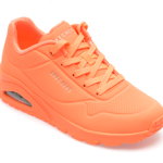 Pantofi sport SKECHERS portocalii, UNO, din piele ecologica, Skechers