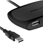 Hub USB Speedlink SNAPPY, 4 porturi, USB 2.0, Activ, negru