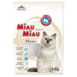 MIAU MIAU Maxi, neparfumat, așternut igienic pisici, granule, silicat, neaglomerant, neutralizare mirosuri, 15l, Miau Miau