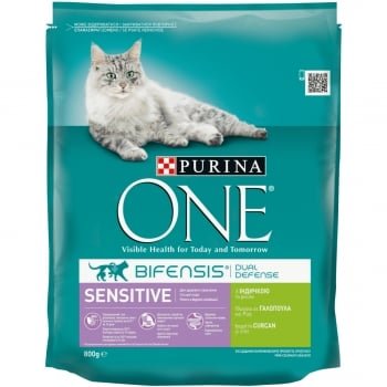 PURINA One Sensitive, Curcan cu Orez, hrană uscată pisici, sensibilități digestive, 800g, Purina One