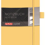 Bloc notes A5 dictando coperta din piele sintetica cu elastic 96 file galben HERLITZ My Book Classic, HERLITZ