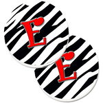 Caroline`s Treasures Monograma inițială E Zebra Red Set de 2 Cupa Titular Car Coasters Multicolore Large, 