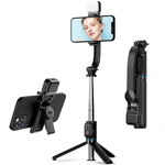 Selfie Stick cu Trepied si Telecomanda, Pliabil, 107cm - Techsuit (C01s) - Black, Techsuit