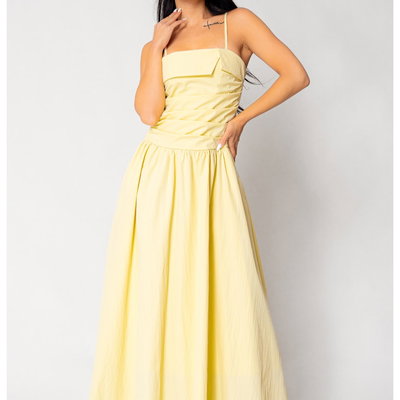 Rochie lunga cu bretele Light Yellow 17840 - Galben deschis, uFIT