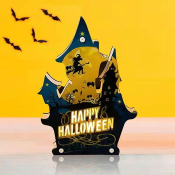 Decoratiune pentru Halloween Ding Yongliang, LED, lemn, multicolor, 16,5 x 23,5 cm,
