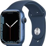 Smartwatch apple watch s7 gps, 45mm blue aluminium case with abyss blue sport band "mkn83wb/a" (include timbru verde 0.45 lei)