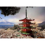 Puzzle Educa - Mount Fuji and Chureito Pagoda, 3000 piese