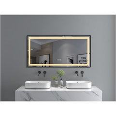 Oglinda baie cu iluminare LED 3 culori, intrerupator Touch, ceas, functie dezaburire, 120x60 cm, rama aluminiu neagra, Belform Infinity, Belform Oglinda baie cu iluminare LED 3 culori, intrerupator Touch, ceas, functie dezaburire, 120x60 cm, rama aluminiu neagra, Belform Infinity, Belform