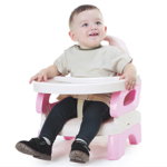 Scaun inaltator de masa, pentru bebe, copii, booster, pliabil si reglabil, roz, oem