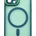 Husa tip MagSafe, Camera Protection Matte Silicon pentru iPhone 15, Verde Inchis, OEM