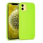Husa pentru iPhone 11, ultra slim, silk touch Verde Neon, interior din catifea, protectie camera, protectie ecran, OEM