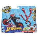 Figurina Spiderman flexibila cu motocicleta, Spider-Man, 