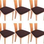 Set de 6 huse pentru scaun TIANSHU, poliester/spandex, maro inchis, 46 x 46 x 5 cm