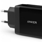 Incarcator retea Anker PowerPort, 24W, 2x USB-A, PowerIQ, Negru