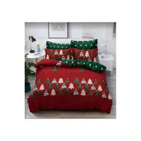 Lenjerie de pat 6 Piese, Mos Craciun, rosu si verde Bumbac 100% Finet - RUI-90, Lenjerii
