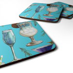 Caroline`s Treasures Carolines Comori BB5203FC Băuturi și cocktail-uri Blue Foam Coaster Set de 4 Albastru 3 1/2 x 3 1/2, 