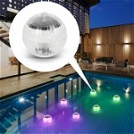Dispozitiv iluminare solara pentru piscina, LED RGB, 10 cm