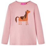 Tricou pentru copii cu mâneci lungi, imprimeu ponei, roz deschis, 116, Casa Practica