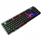 Tastatura Krux KRX0022, Solar, iluminata RGB, cu cablu, EN, negru, Krux