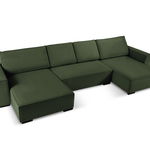 Coltar fix in forma de U tapitat cu Catifea raiata Crem L398cm Ole