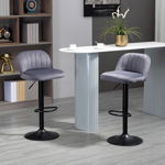 HOMCOM Set de 2 Scaune de Bar Elegante cu Efect de Catifea Reglabile pentru Bucătărie sau Living 43x45x81-101cm | Aosom Romania, HOMCOM