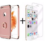 Pachet husa Elegance Luxury 3in1 Ring Rose-Gold pentru Apple iPhone 6 Plus / Apple iPhone 6S Plus cu folie de sticla gratis, MyStyle