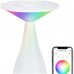 Lampa de masa cu touch control compatibila cu Alexa Winees, LED, alb, iluminare multicolor, 30 x 16 cm