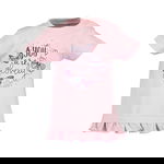 Tricou cu fluturi si volane, Roz pal/Bleumarin