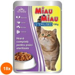 Set 18 x Hrana Umeda Pisici Sterilizate Miau Miau, Plic 100 g